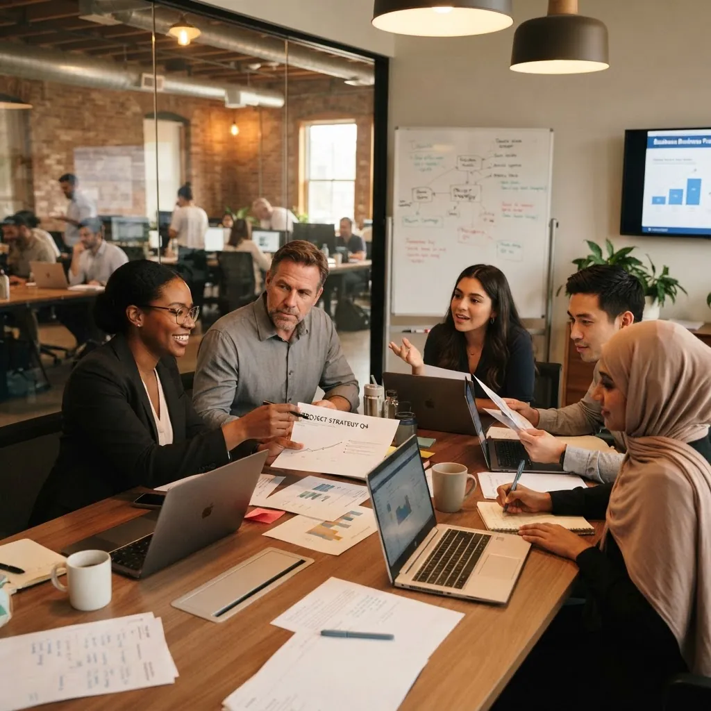 Team collaborating in a meeting room